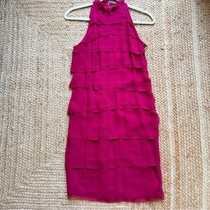 Vince Fuchsia Silk Ruffle Dress size 4